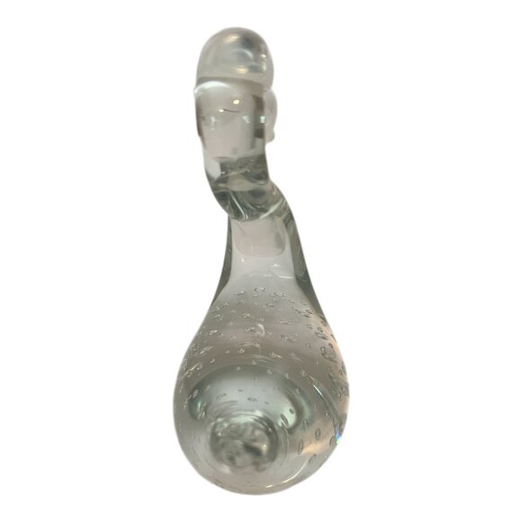 Handblown Glass Swan Paperweight With Controlled Bubbles 5.5" - Picture 3 of 6